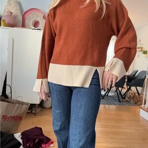 Sugarlips Rust and Cream Turtleneck Sweater